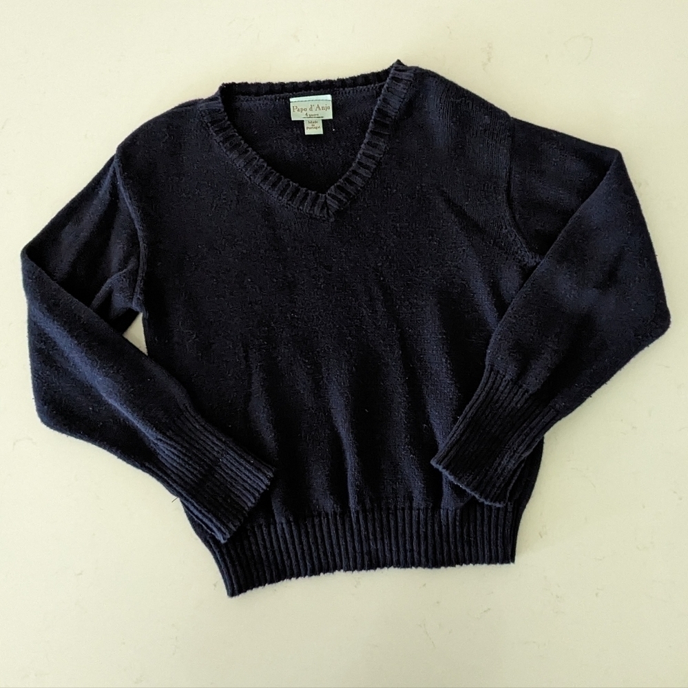 Papo d'Anjo | Knit Navy V-neck Sweater